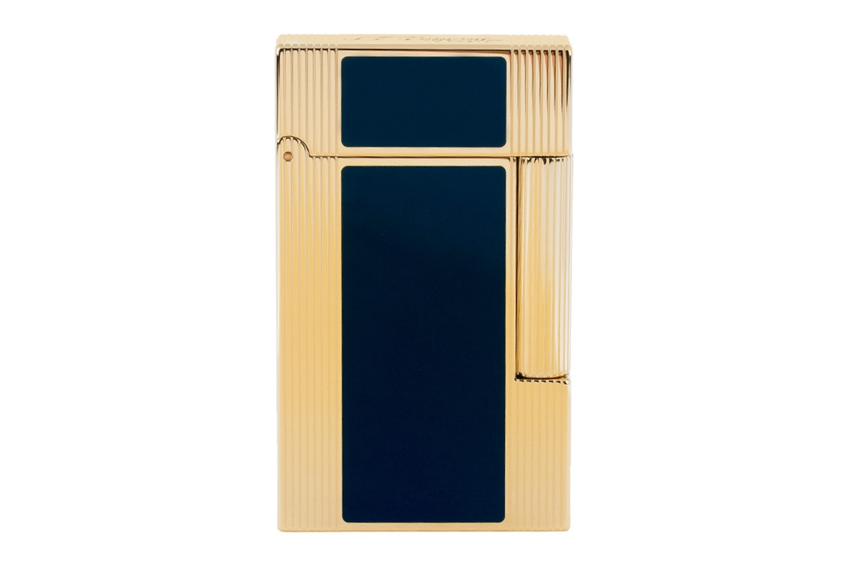 S.t. Dupont Ligne 2 Windsor Lacquer Gold Trim Blue Lighter